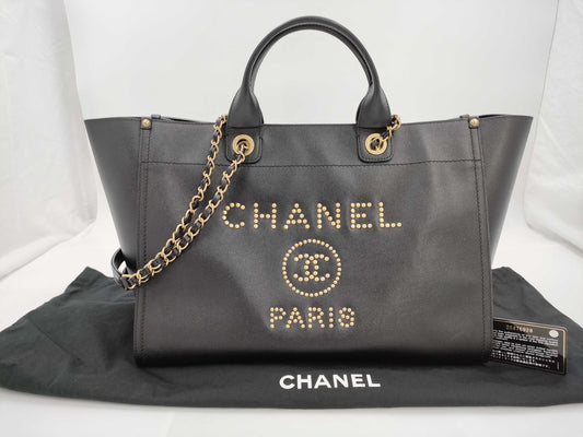 CHANEL Deauville Chain Shoulder Bag Caviar Skin Shoulder Bag