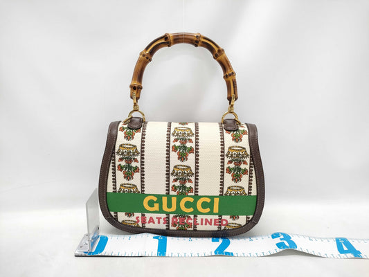 GUCCI Bamboo 100th Anniversary Canvas Handbag 681173 000926