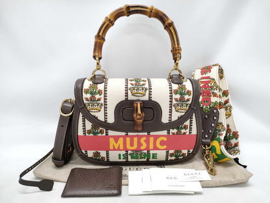 GUCCI Bamboo 100th Anniversary Canvas Handbag 681173 000926