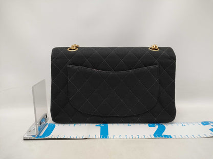 CHANEL Matelasse Double Flap Chain Cotton Black Shoulder Bag, No. 5