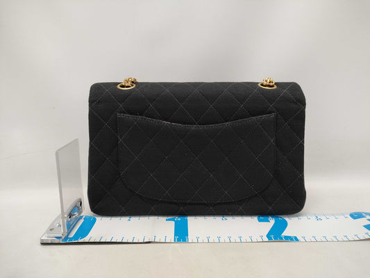 CHANEL Matelasse Double Flap Chain Cotton Black Shoulder Bag, No. 5