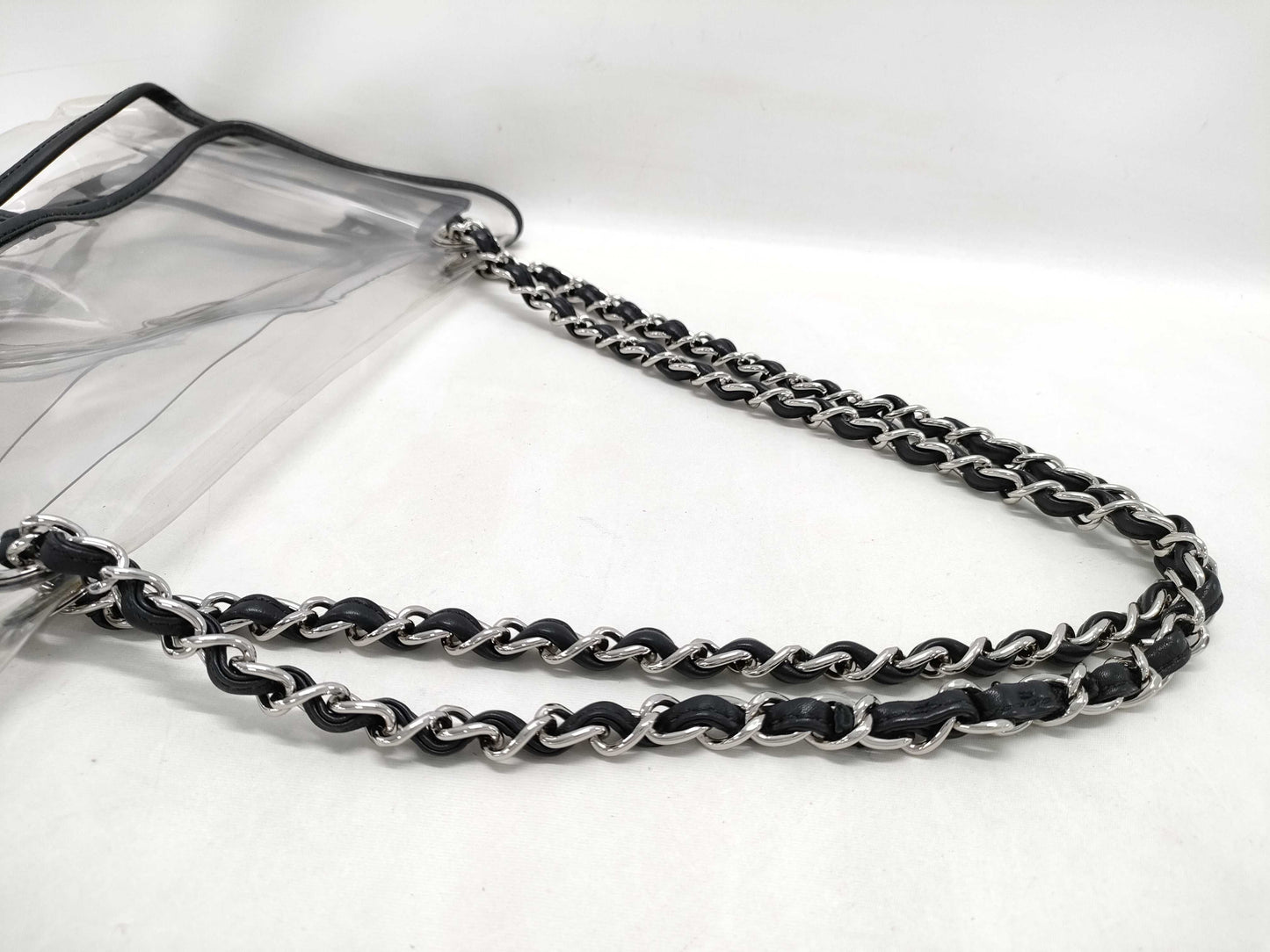 CHANEL Coco Mark Clear Black Silver Hardware Shoulder Bag