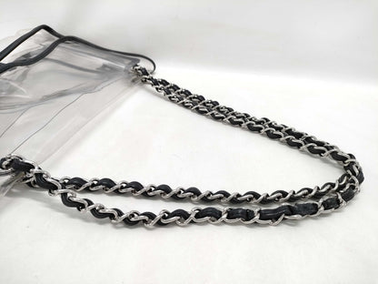 CHANEL Coco Mark Clear Black Silver Hardware Shoulder Bag