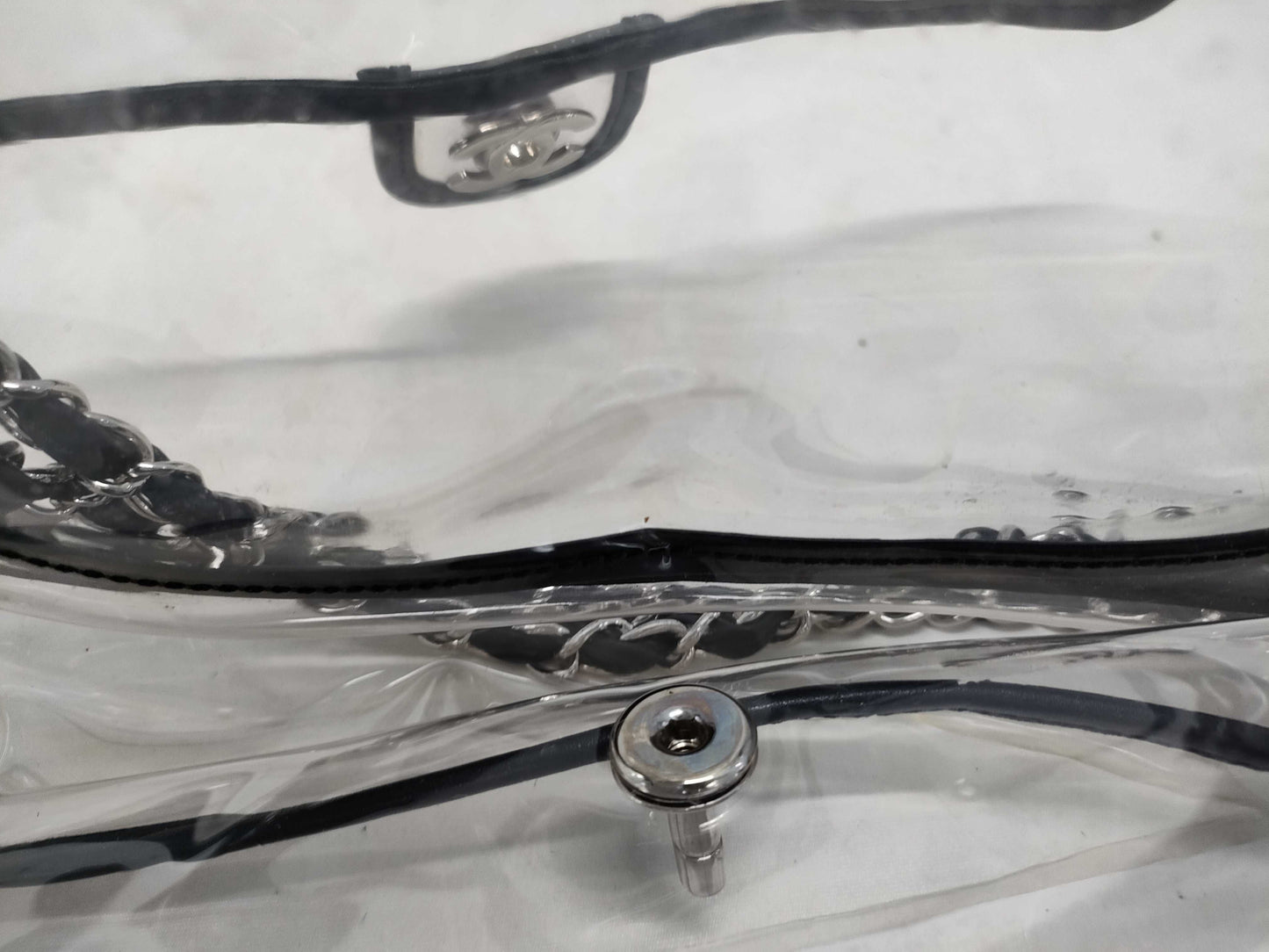 CHANEL Coco Mark Clear Black Silver Hardware Shoulder Bag