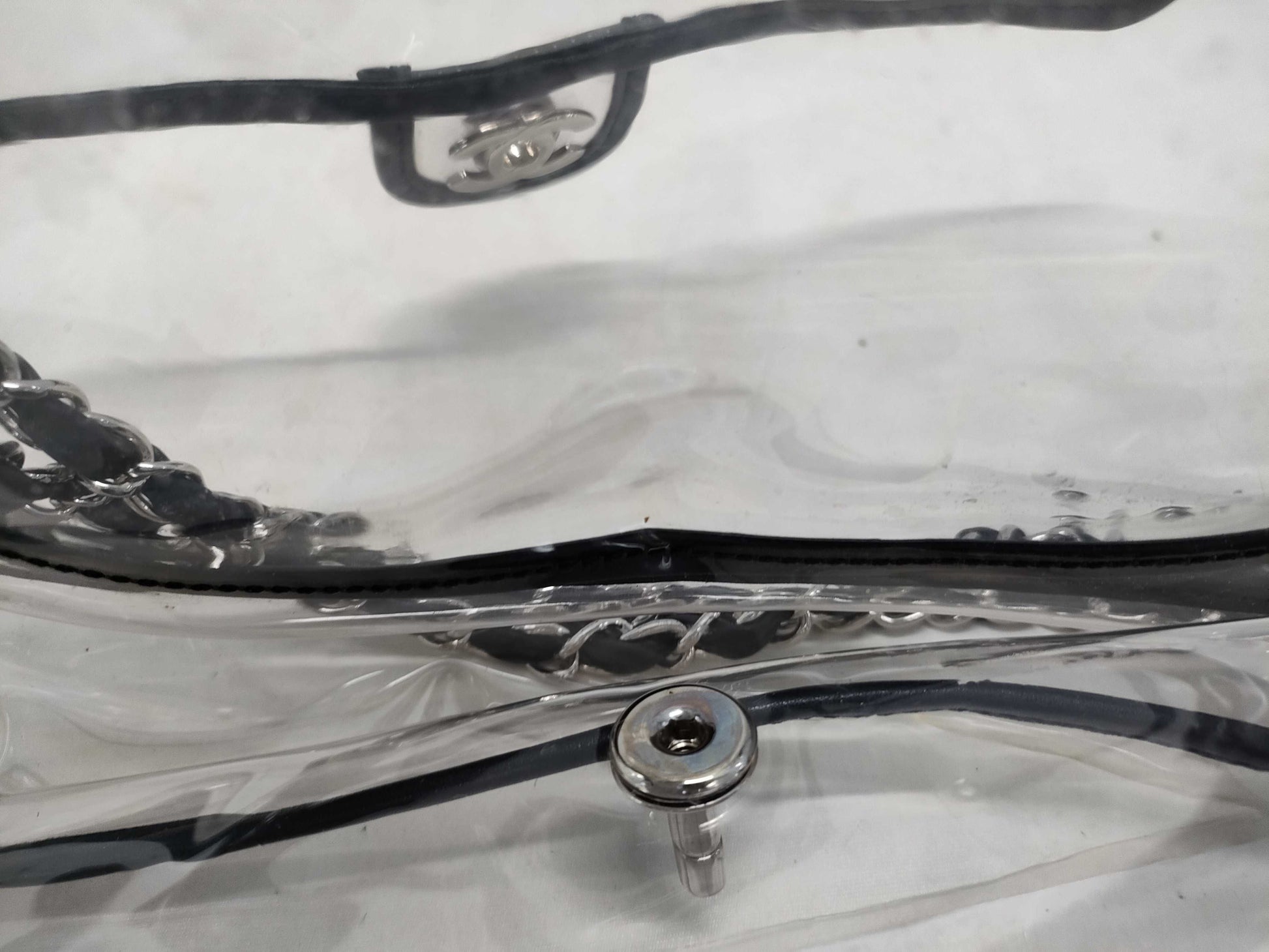 CHANEL Coco Mark Clear Black Silver Hardware Shoulder Bag