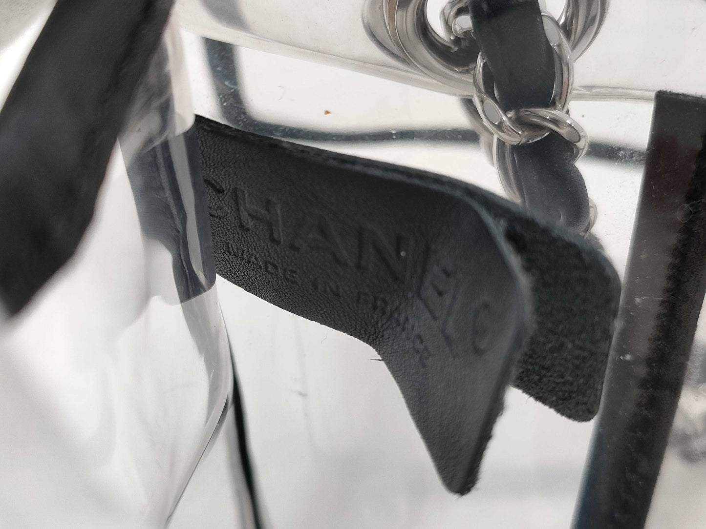CHANEL Coco Mark Clear Black Silver Hardware Shoulder Bag