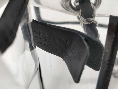 CHANEL Coco Mark Clear Black Silver Hardware Shoulder Bag