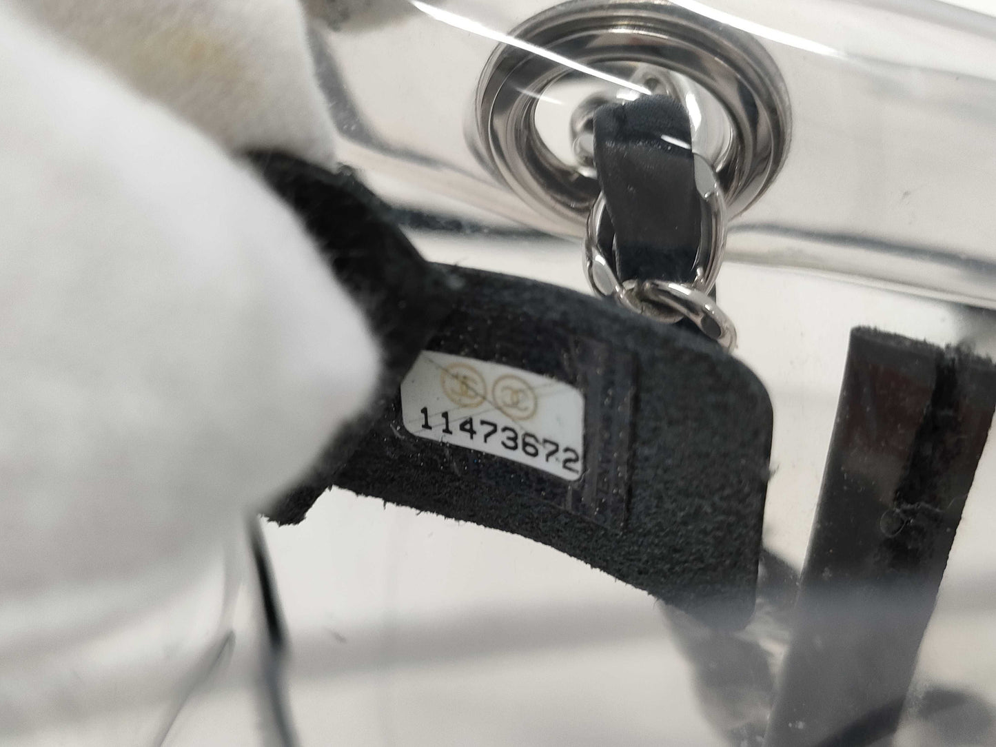 CHANEL Coco Mark Clear Black Silver Hardware Shoulder Bag