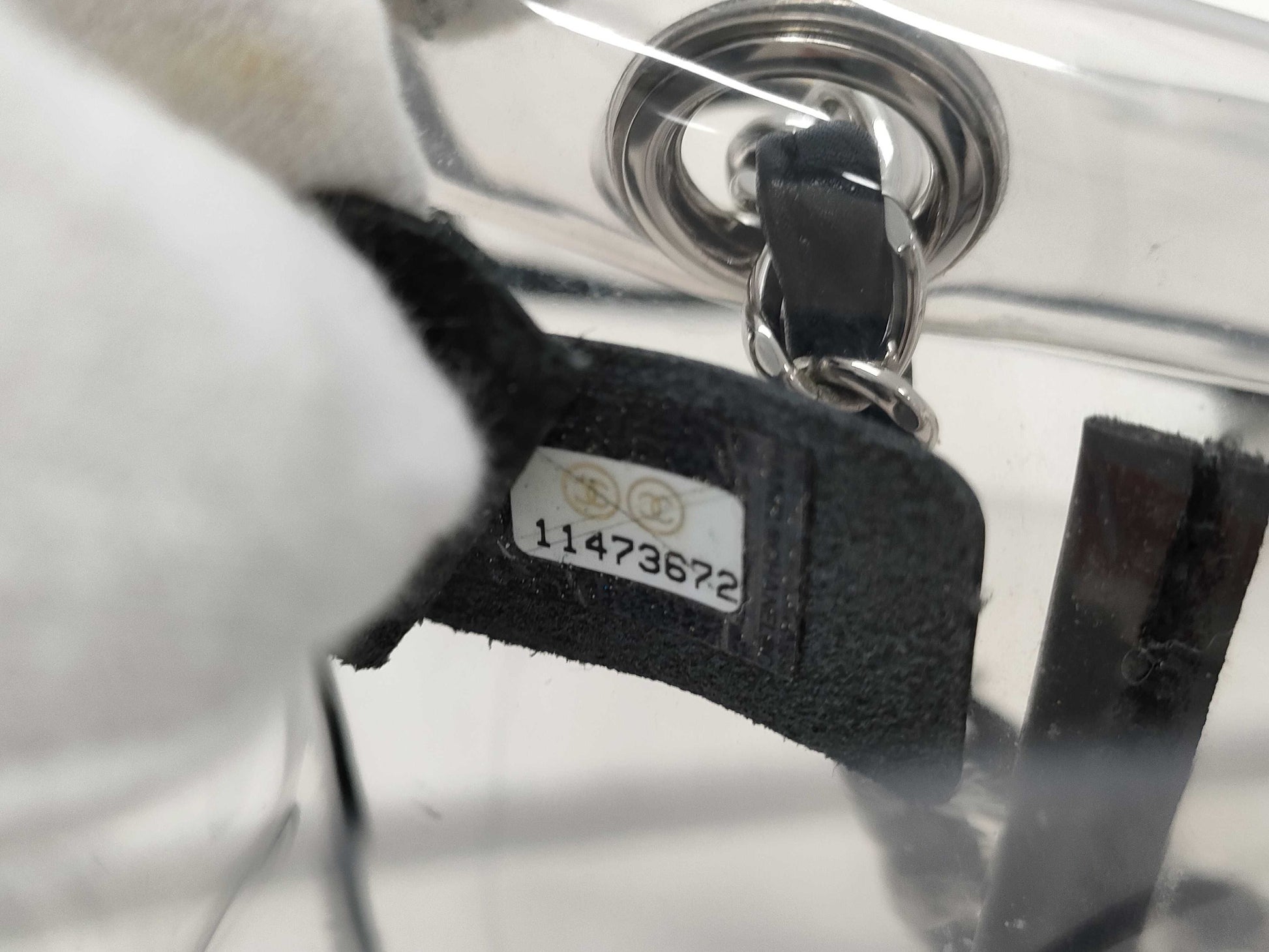 CHANEL Coco Mark Clear Black Silver Hardware Shoulder Bag
