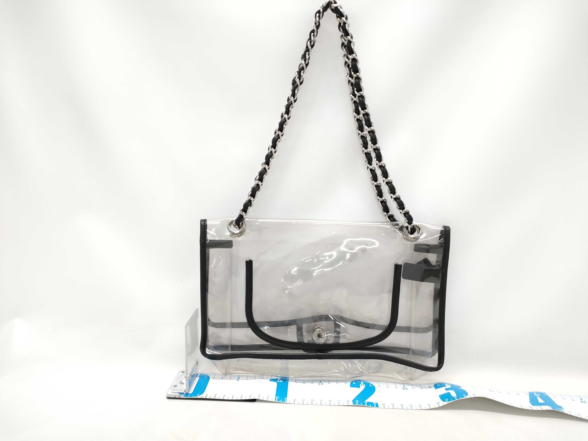 CHANEL Coco Mark Clear Black Silver Hardware Shoulder Bag