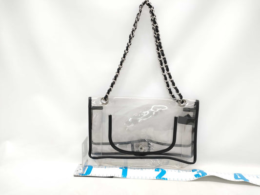CHANEL Coco Mark Clear Black Silver Hardware Shoulder Bag