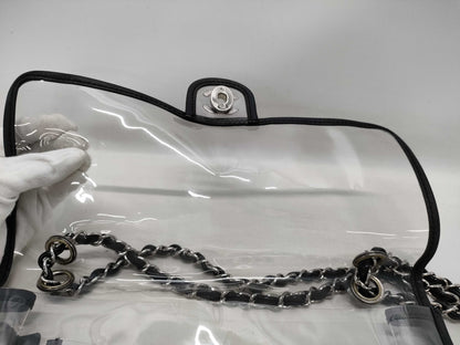 CHANEL Coco Mark Clear Black Silver Hardware Shoulder Bag