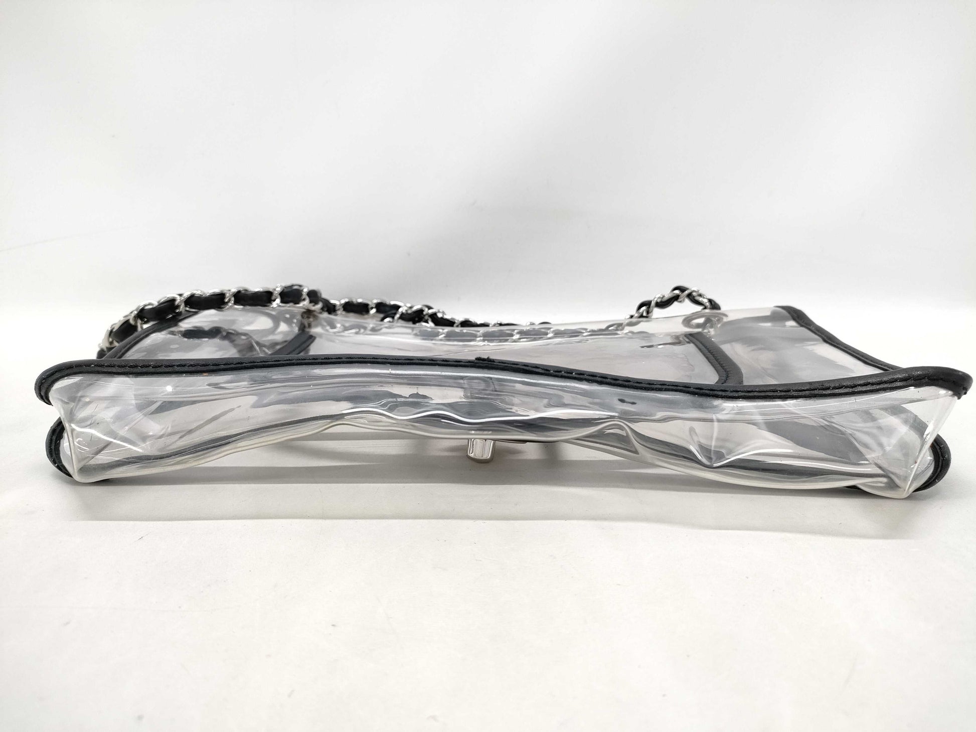 CHANEL Coco Mark Clear Black Silver Hardware Shoulder Bag