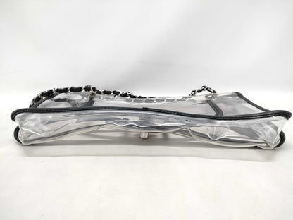 CHANEL Coco Mark Clear Black Silver Hardware Shoulder Bag