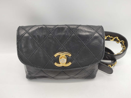 CHANEL Bicolore Lambskin Waist Bag