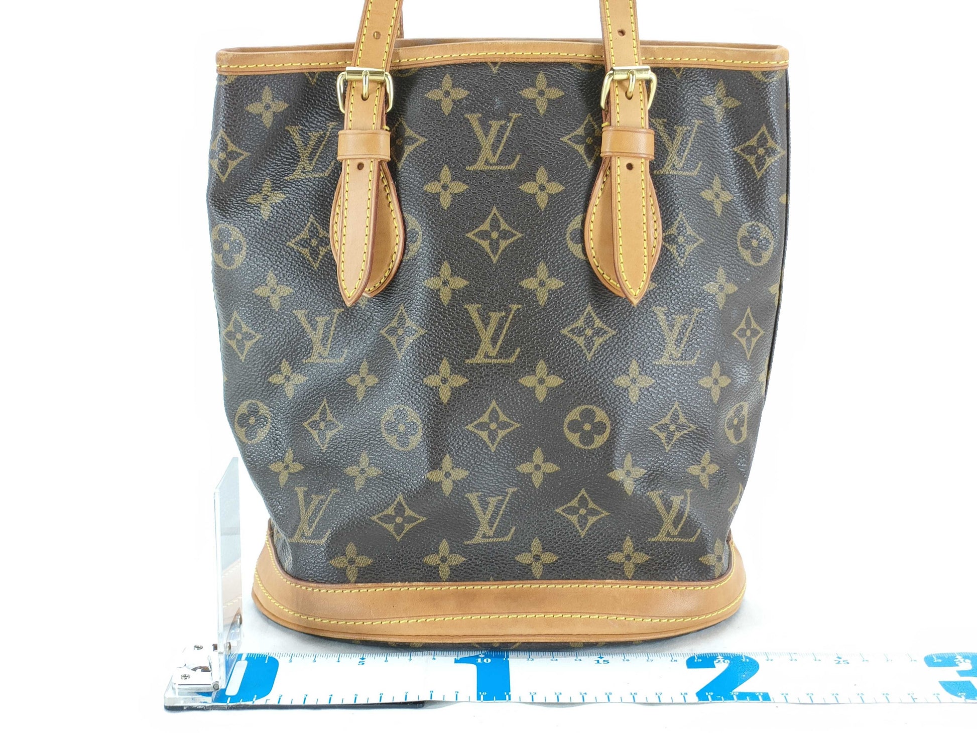 LOUIS VUITTON RFID Unverified VI0060 Monogram Louis Vuitton Monogram Bucket PM M42238 Tote Bag