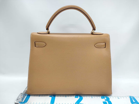 HERMES Kelly 32 Couchvel Natural Y〇 Stamp Accessories: Shoulder strap, padlock, clochette, dust bag Handbag