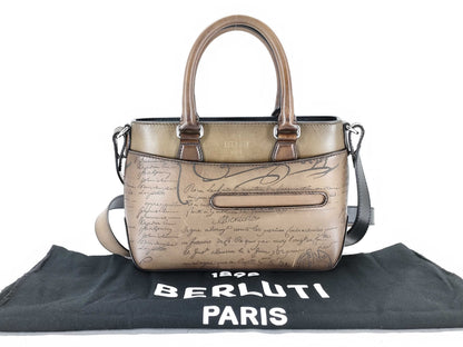 Berluti Calligraphy Toujours 2-Way Handbag Accessories: Dust bag, Shoulder strap Handbag
