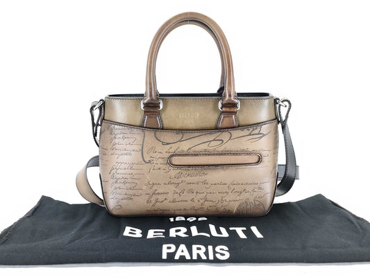 Berluti Calligraphy Toujours 2-Way Handbag Accessories: Dust bag, Shoulder strap Handbag