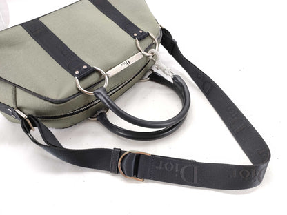 Dior Rhinestone 2-Way Handbag Canvas Khaki Handbag