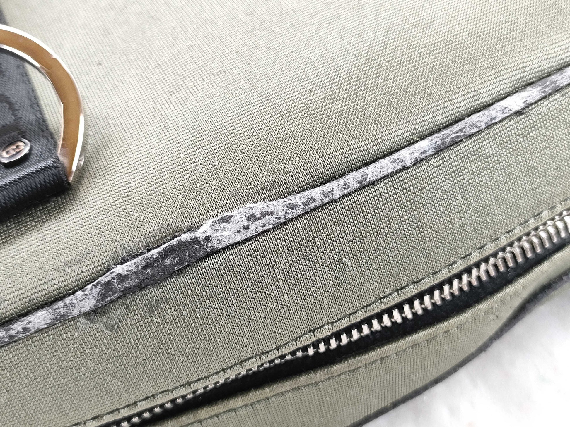 Dior Rhinestone 2-Way Handbag Canvas Khaki Handbag