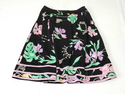 LEONARD Leonard Cancan Floral Print Skirt