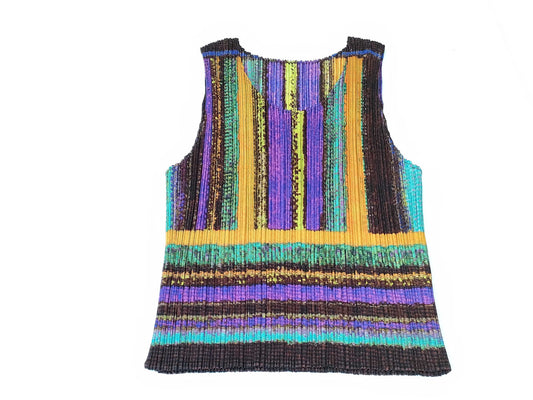 PLEATS PLEASE Issey Miyake Pleats Please Sleeveless All-Over Print Cut and Sew Top