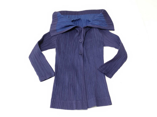 PLEATS PLEASE pleated jacket cardigan with modified collar