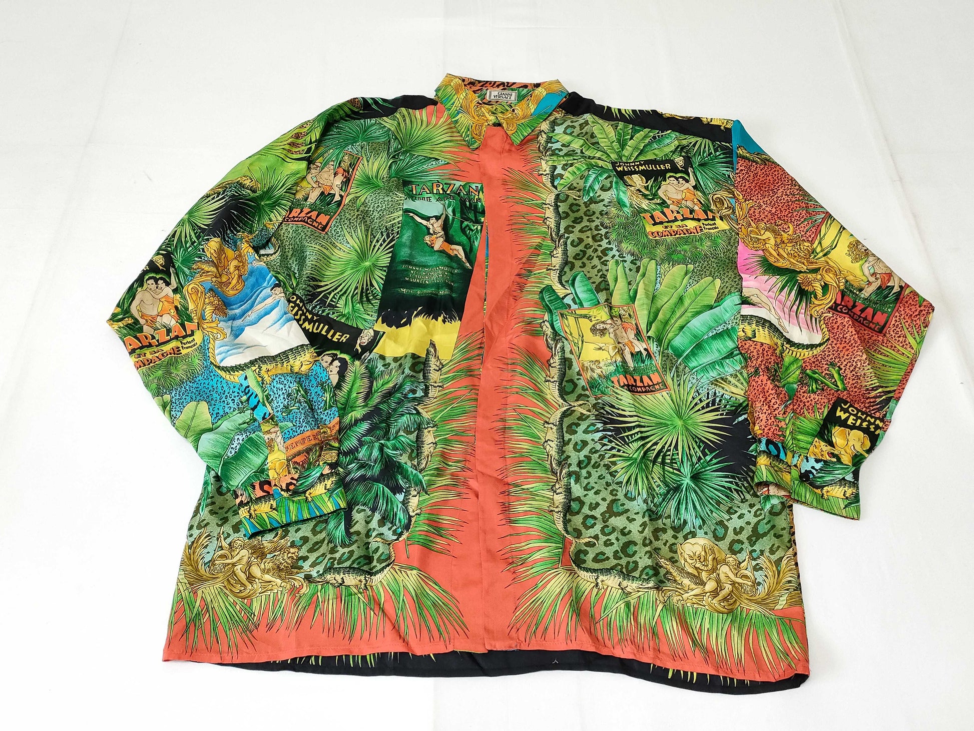 VERSACE Vintage Tarzan Jungle Print Silk Shirt