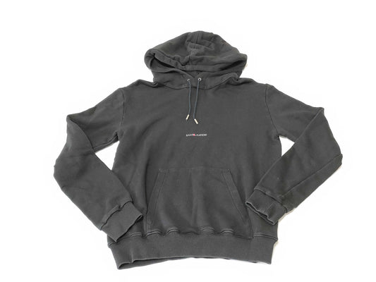 SAINT LAURENT Pullover Logo Hoodie Black Top