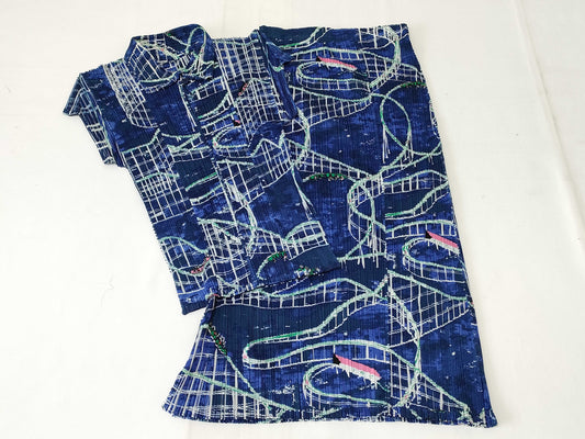 PLEATS PLEASE ROLLER COASTER Roller Coaster Amusement Park Top and Skirt Set