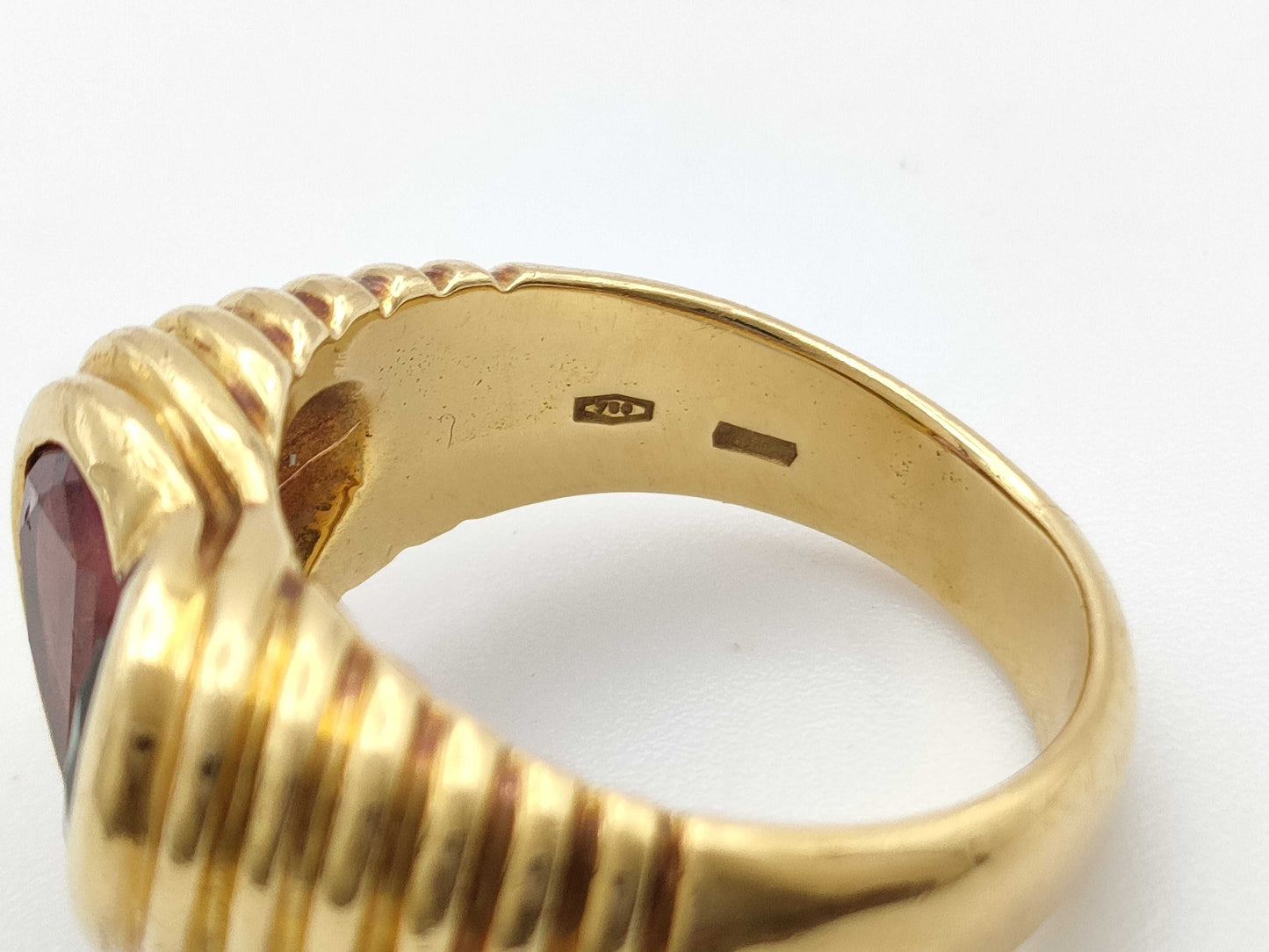 BVLGARI Doppio Bacchelate Tourmaline Peridot Yellow Gold 750 12.1g Ring 