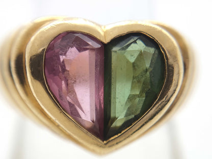 BVLGARI Doppio Bacchelate Tourmaline Peridot Yellow Gold 750 12.1g Ring 