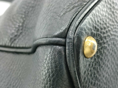 PRADA PRADA logo tote bag leather with leather tag black handbag