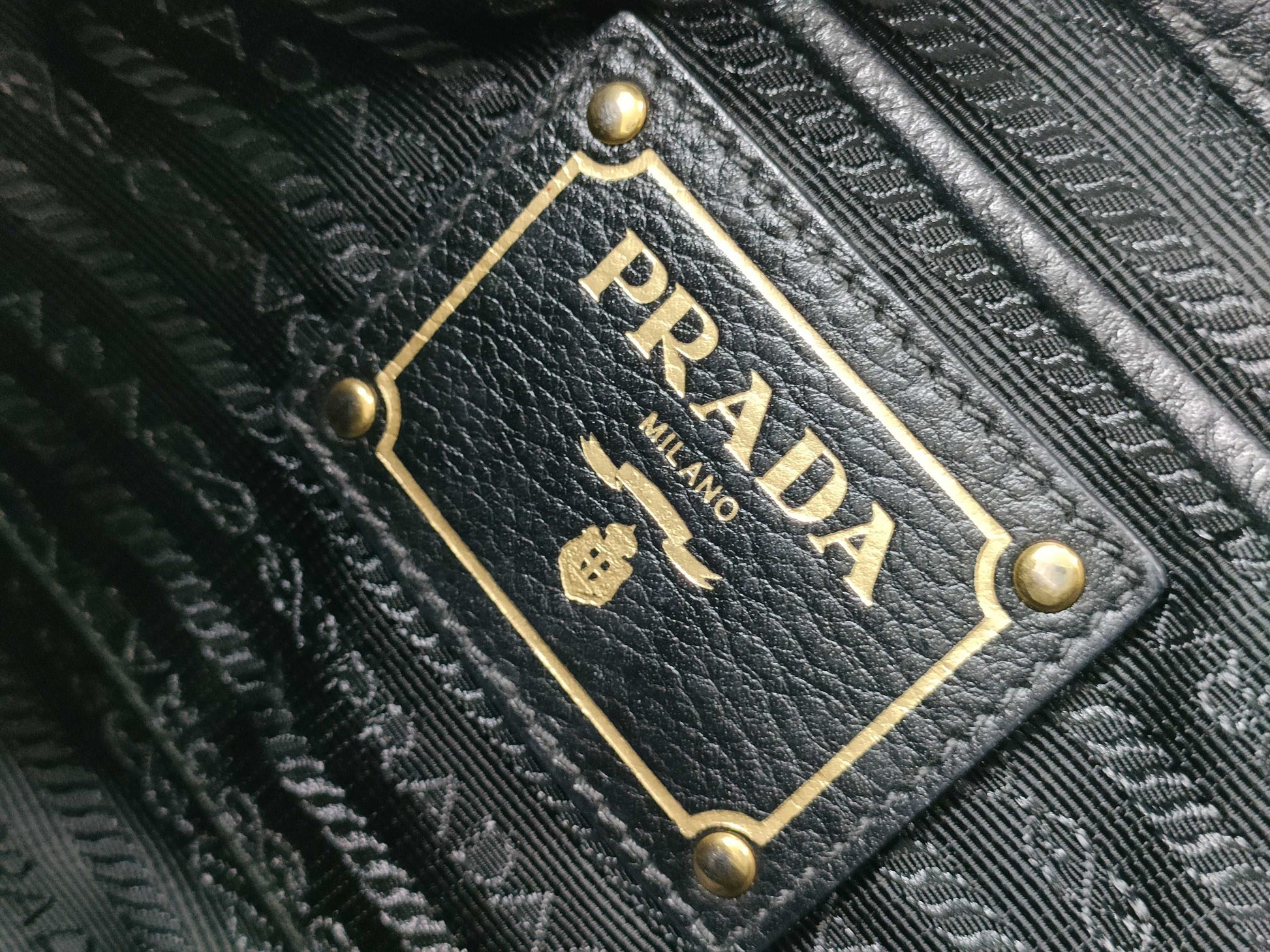 PRADA PRADA logo tote bag leather with leather tag black handbag