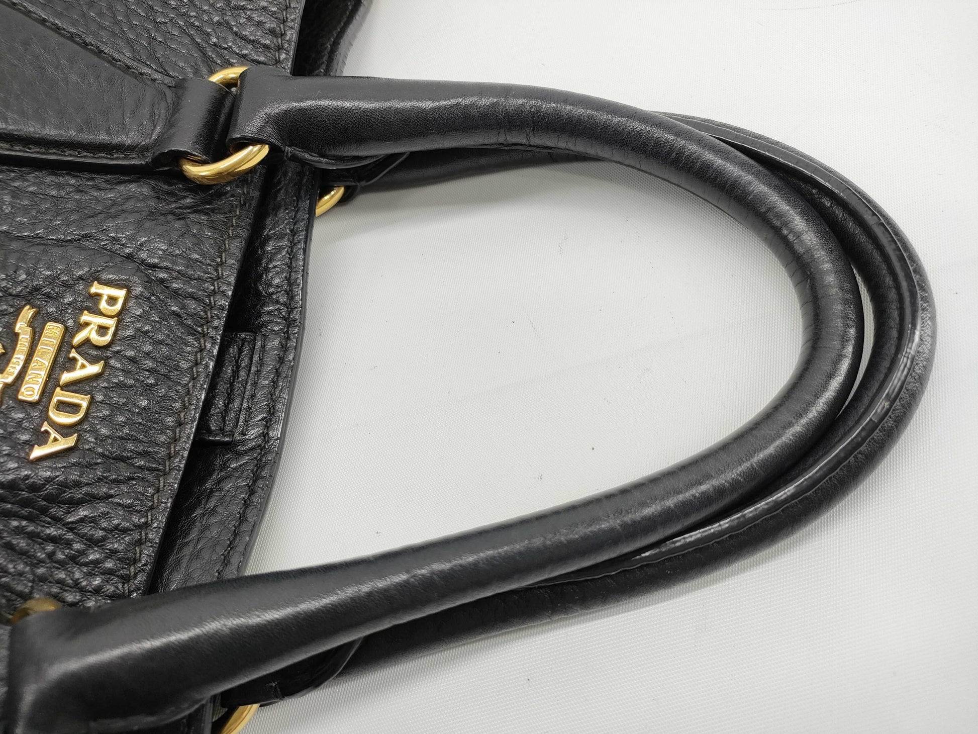 PRADA PRADA logo tote bag leather with leather tag black handbag