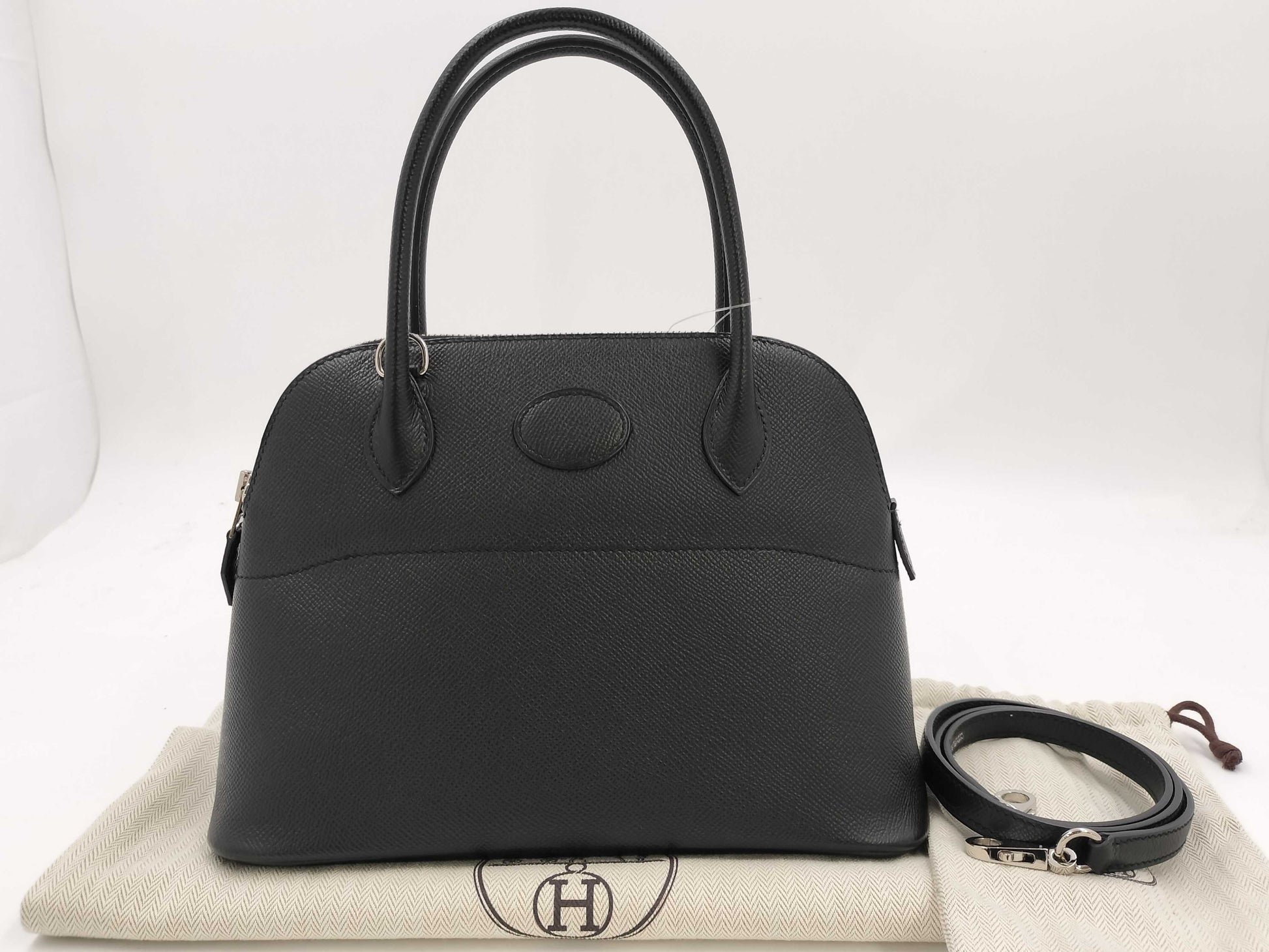 HERMES Bolide 27 Handbag, Black, Epsom Leather, Y Stamp