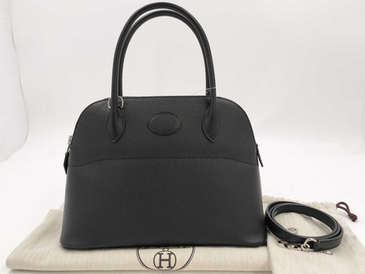 HERMES Bolide 27 Handbag, Black, Epsom Leather, Y Stamp