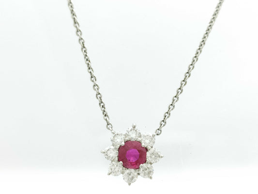 HARRY WINSTON Sunflower Ruby and Diamond Pt950 4.5g Necklace 