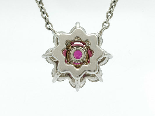 HARRY WINSTON Sunflower Ruby and Diamond Pt950 4.5g Necklace 