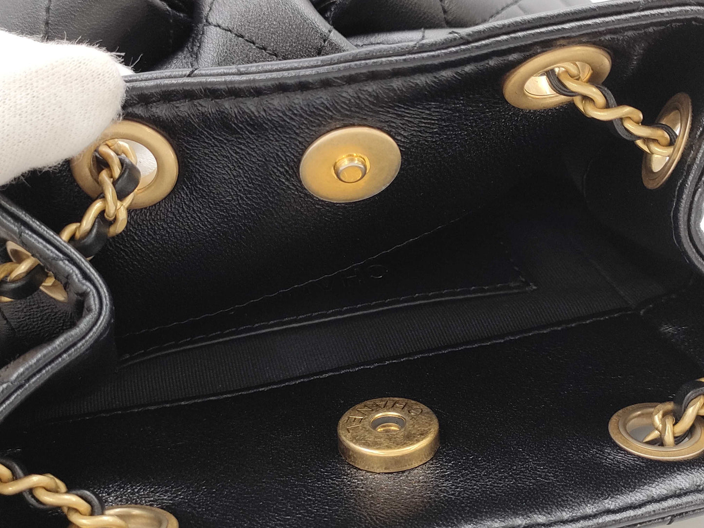 CHANEL Matelasse Backpack AS5310, Black Shiny Lambskin with Metal Serial Plate