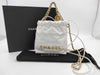 CHANEL CHANEL 22 Mini Handbag Shoulder Bag AS3980 Shiny Calfskin White with Metal Serial Plate