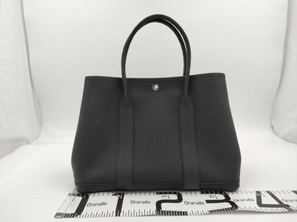 HERMES Garden Party PM Tote Bag, Negonda, Black, W Stamped