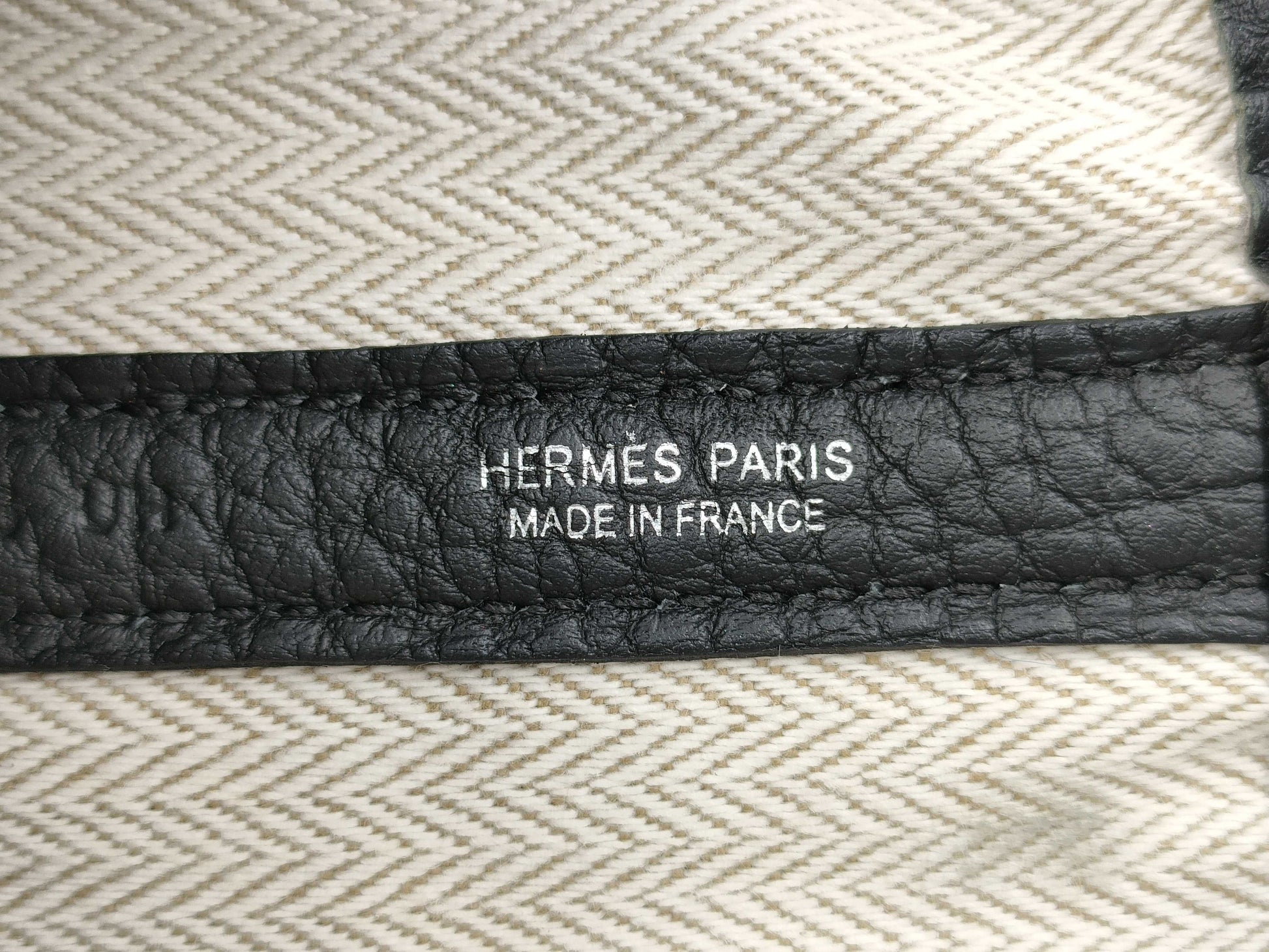 HERMES Garden Party PM Tote Bag, Negonda, Black, W Stamped