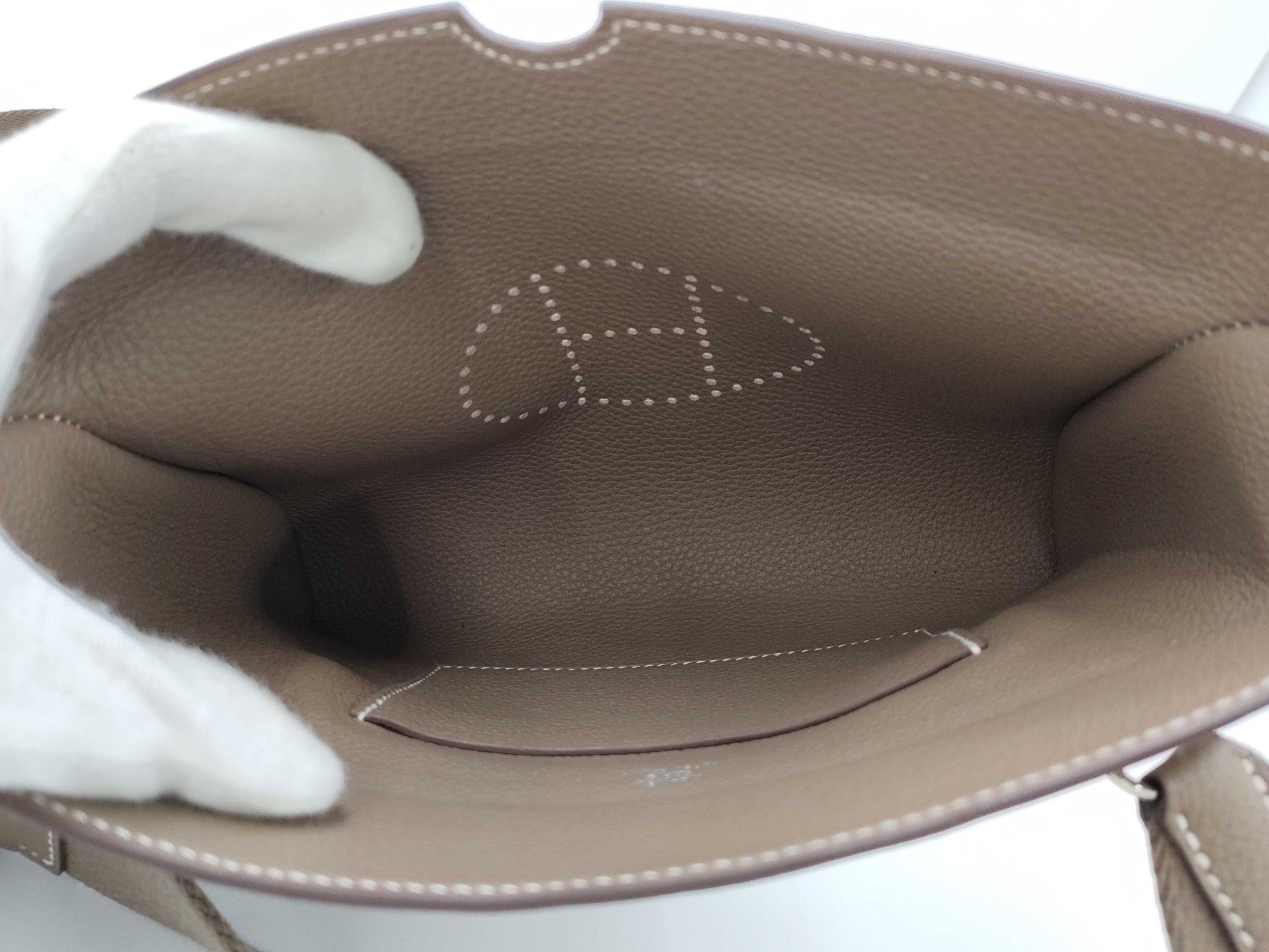 HERMES HERMES Vid Poche Shoulder Bag Etoupe Togo B Stamp Bag