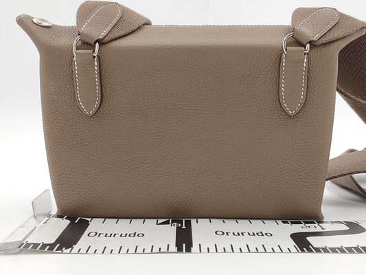 HERMES HERMES Vid Poche Shoulder Bag Etoupe Togo B Stamp Bag