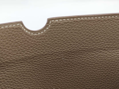 HERMES HERMES Vid Poche Shoulder Bag Etoupe Togo B Stamp Bag
