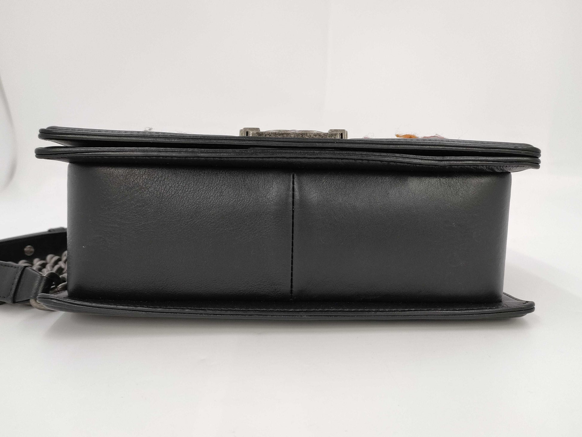CHANEL Boy Chanel Shoulder Bag A67086 Leather and Wool, Black Multi, 20 Series Tweed Shoulder Bag