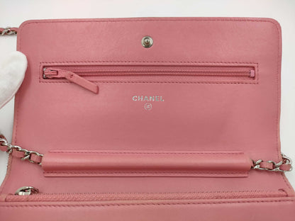 CHANEL Matelasse Chain Wallet A33814 Lambskin Pink 22 Series Shoulder Bag