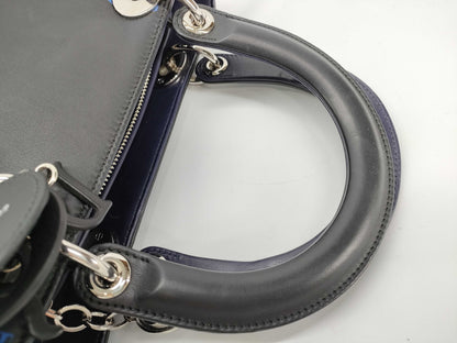 Dior DIOR Christian Dior Lady Dior Medium Bag Handbag Black Beaded Shoulder Bag